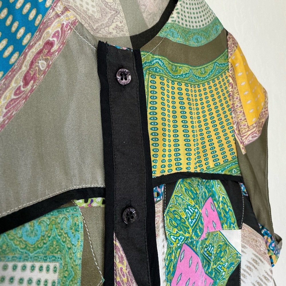 Etro Milano Silk Top Women’s Size 42 Multicolor Patchwork Print IT 42 (US 6–8) - Picture 4 of 8